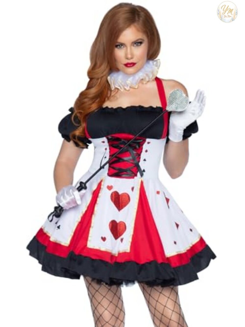 2 Piece Pretty Playing Card Queen of Hearts Costume Dress Neck Piece